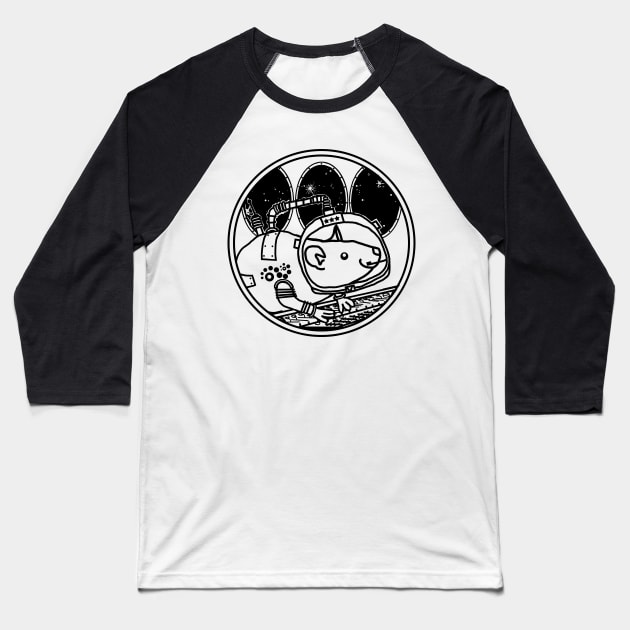 Space Rat in Spaceship Sci Fi Line Drawing Baseball T-Shirt by ellenhenryart